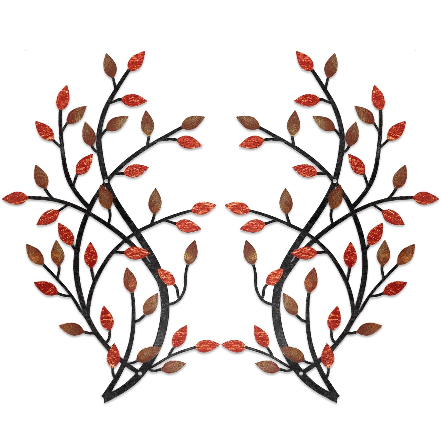 Metal Tree Leaf Wall Decor Vine Olive Leaf Branch Wall Art 2pcs