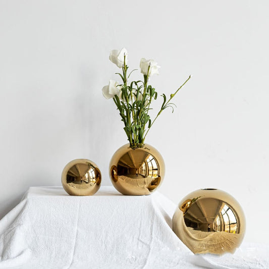 Electroplated Ceramic Gold Vase for Home Decor