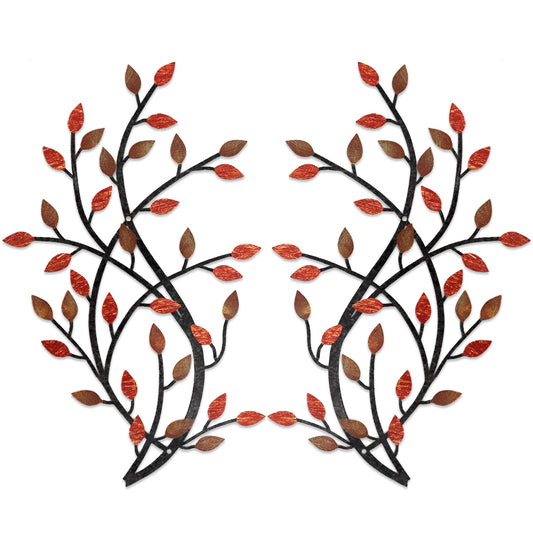 Metal Tree Leaf Wall Decor Vine Olive Leaf Branch Wall Art 2pcs