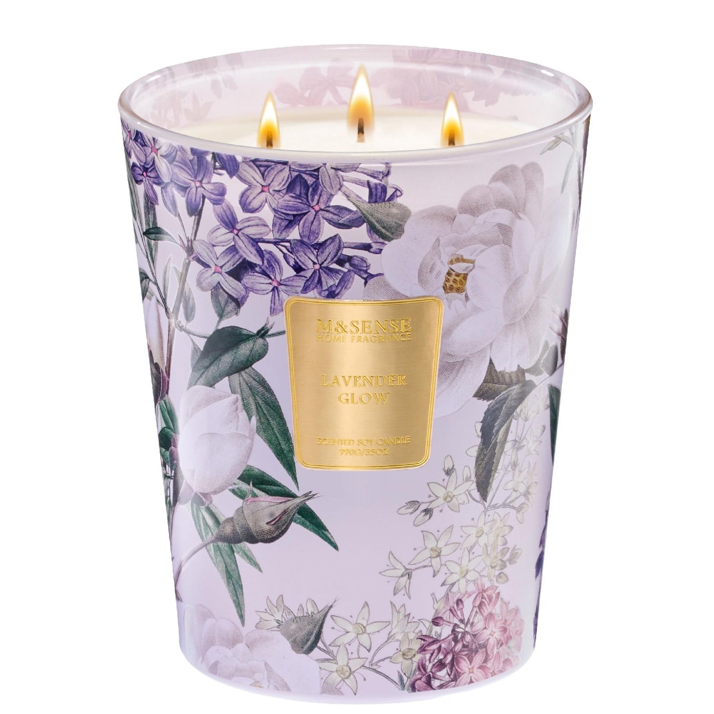 Extra Large Lavender Soy Candles for Home Scented 35oz 150 Hour Long Lasting Slow Burning 3-Wick Natural Aromatherapy Candle Highly Scented Home Fragrance
