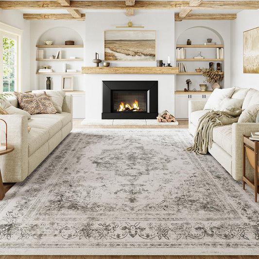 Vintage Luxury Living Room Rug Distressed Gray